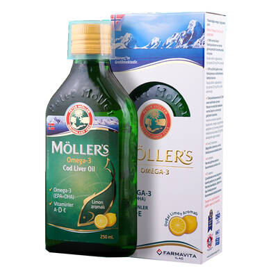 MÖLLERS OMEGA-3 Рыбий жир Меллер со вкусом лимона.