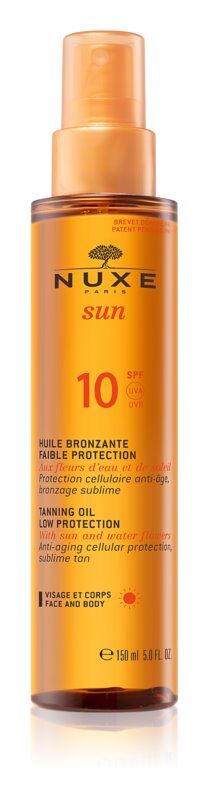 NUXE sun Защитное масло для загара для лица и тела SPF 10, 150 мл.