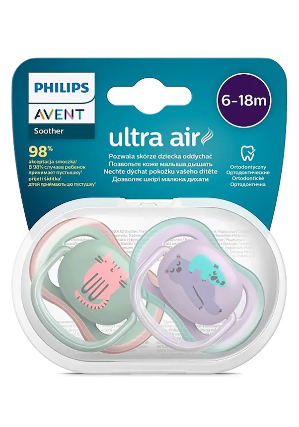 Philips Avent Пустышка Ultra Air для детей 6–18 месяцев, 2 пары